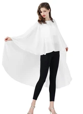 High Low Shawl Chiffon Capelets Wedding Bridal Cape Sheer Overlay Poncho Stol...