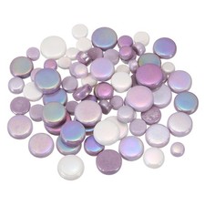 200g Multi-Size Iridescent Round Mosaic Tiles for Crafts Mixed Purple 