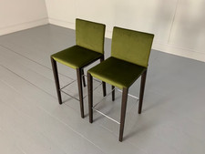 Paar Walter Knoll Barhocker "Andoo" - in grünem Samt & Nussbaum