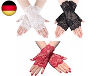 3 Paar Fingerlose Handschuhe, Spitzenhandschuhe, Halbfingerhandschuhe,