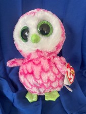 Ty Beanie Boo - Bubbly the Pink Owl with Tags (Claire's Exclusive) - 2014 - 6"