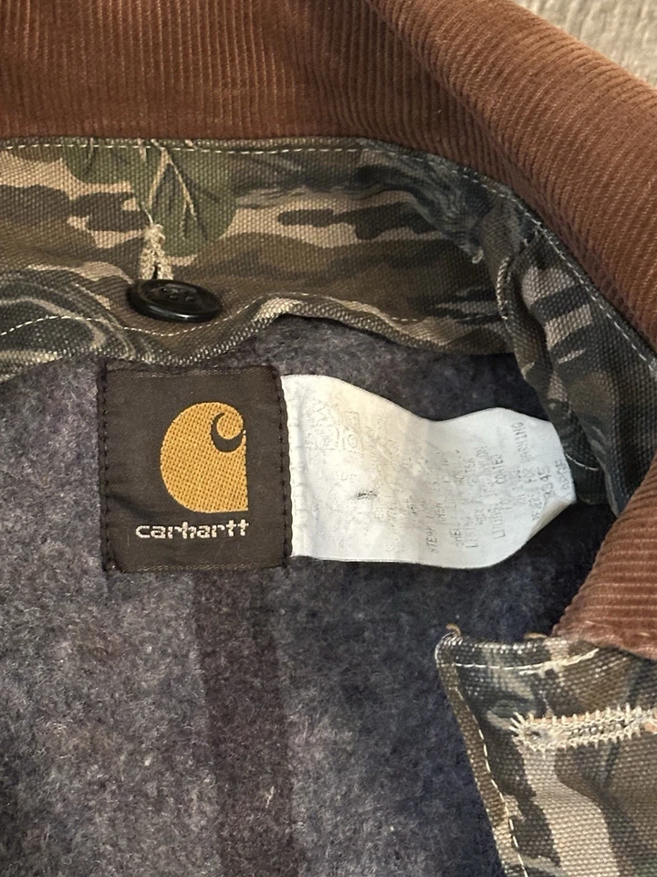 VTG Carhartt Jacket-Mossy Oak Treestand Camo-Blanket Lined Canvas-Chore Coat-L - Image 3 of 4