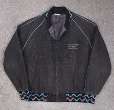 Vintage Blanket Lined Aztec Canvas Made in USA Large Black Long Sleeve Jacket