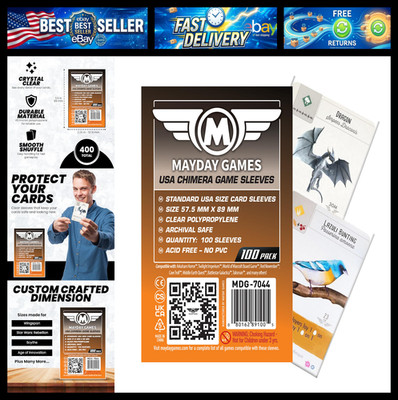 Mayday Games 7044 Clear Sleeves 57.5x89mm USA Chimera Size (4x100 Pack, 400 slee