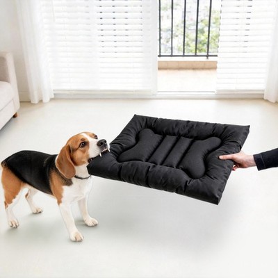 Black 29*18In Chew Protective Dog Bed, Indoor/Outdoor Dog Bed, Washable Pet Pad