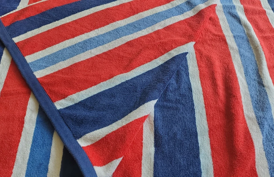 Beach Towel-Bath Sheet - NAUTICA - Red - White - Blue Stripes -Cotton -35" x 63" - Image 4 of 4