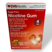 CVS Health Sugar Free Nicotine Gum Cinnamon 4mg 100 Ct Stop Smoking Aid FS 06/28