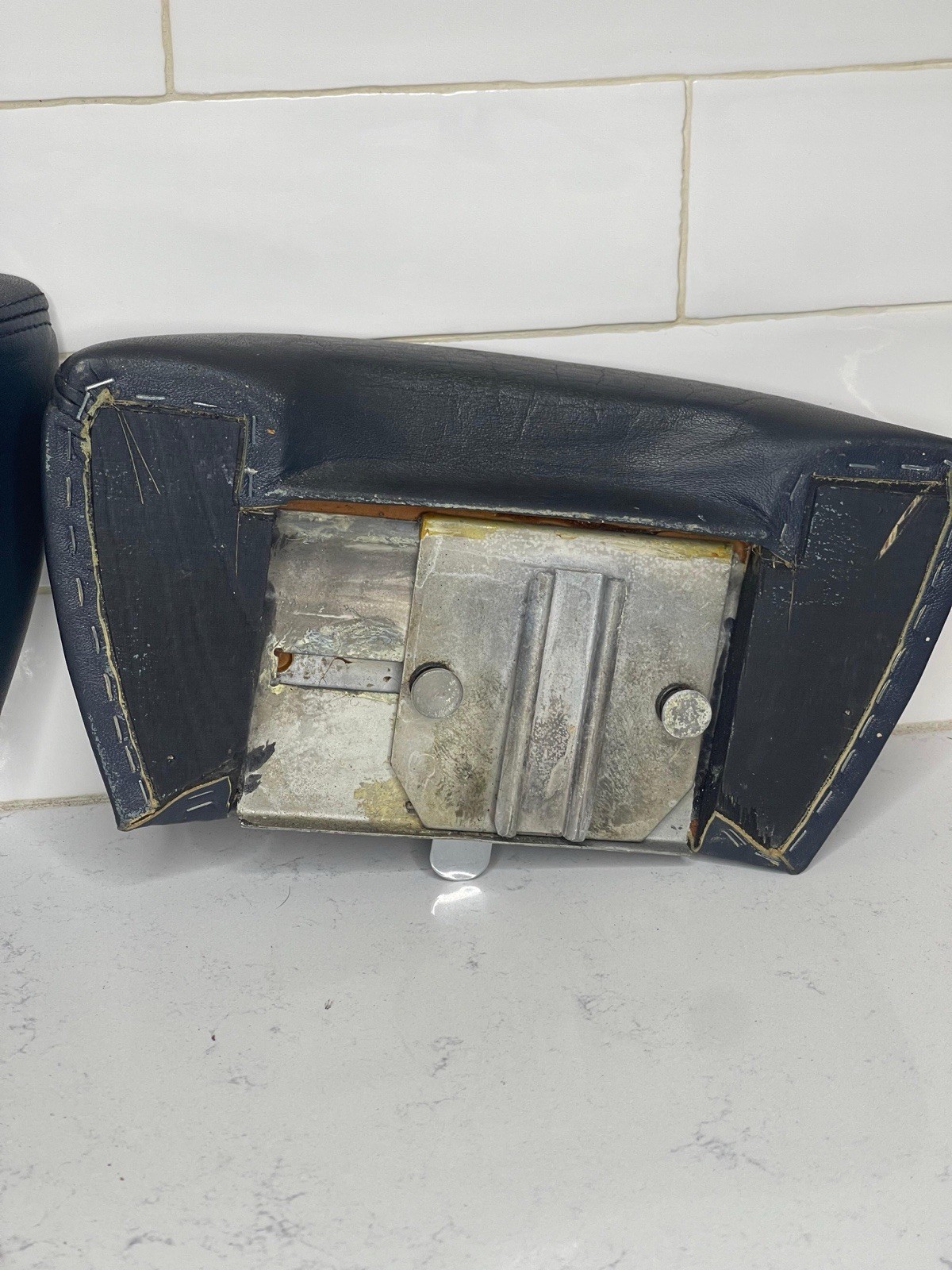 2 Rolls-Royce Silver Shadow FRONT Door Pull Leather Arm Rest Pad Dark Blue