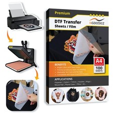 100 PCS A4 Matte Clear DTF Heat Transfer Paper Film TShirts 8.3x11.7 Inch