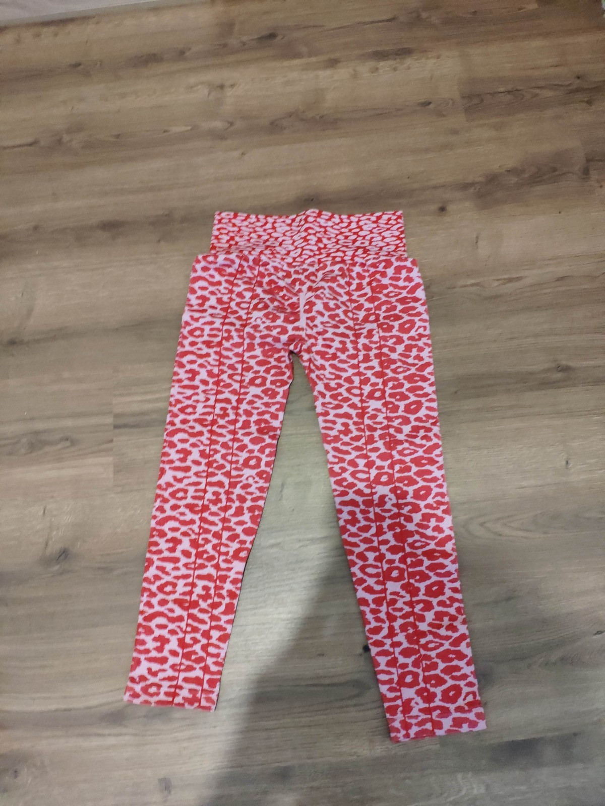 Mujeres Cintura Alta Gimnasio Yoga Pantalones Fitness Leggings Rosa Leopardo Patrón Talla L