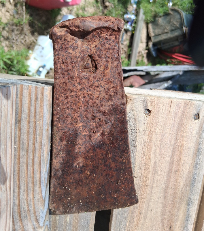 Vintage Axe Head Only No Handle Metal Brown Marked "4" Chop Application