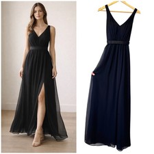 White by Vera Wang Chiffon Maxi Dress Gown Bridesmaid Formal Size 0