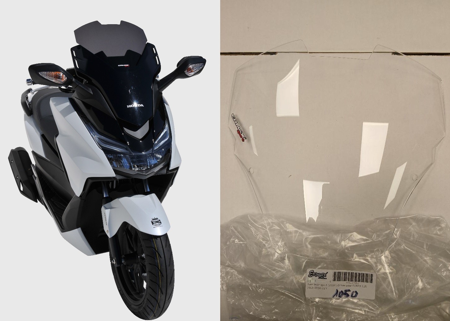 Pare-brise Ermax SPORT 30cm haut de gamme pour Honda Forza 125 clair