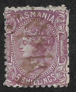 Tasmania #59 Used VF - 5 Shilling Br. Violet - cv$85