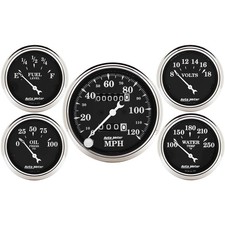 Auto Meter 1708 Old Tyme Black 5-gauge Kit Includes