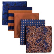 5 Pieces Assorted Mens Silk Pocket Square Set Handkerchiefs for Suit Tuxedo