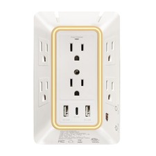 Outlet Extender with Night Light, Surge Protector Wall Mount with 6 AC Outlet...