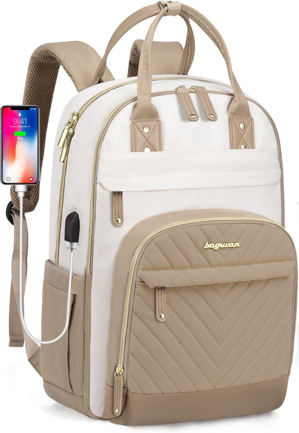 Stylish 15.6 Inch Laptop Backpack for Women with USB Charging Port