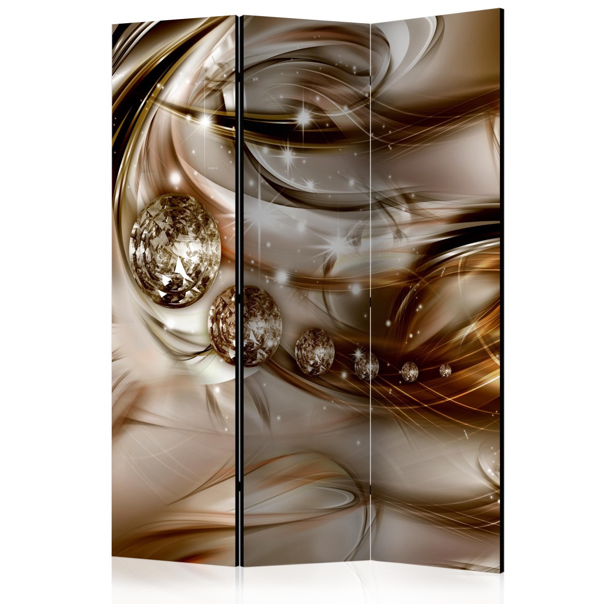 Paravent 3 volets Chocolate Tide 135x172 cm en bois et toile intissée