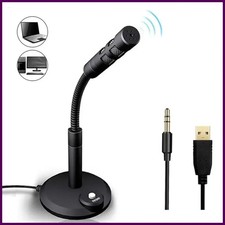 Mini 3.5mm Studio Microphone USB Desktop Wire Gaming Mic Speech Mic Stand Holder