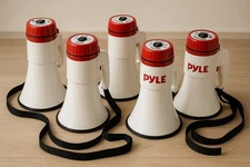 5x Megaphones–PYLE & CROOVE – Loud PA w Siren – 20-25W – Crowd Control/Event Use