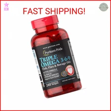 Puritan's Pride Premium Triple Active Omega 3-6-9 Fish, Flax, and Borage Oils, D