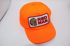 Red Man Chewing Tobacco Orange Trucker Hat Snapback Cap Made In America Vintage