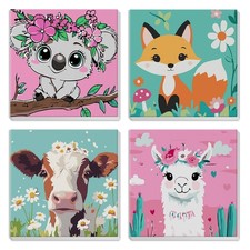 4 Pack Framed Cute Animals Paint by Numbers for Kids Ages 6-12, Koala Fox Lla...