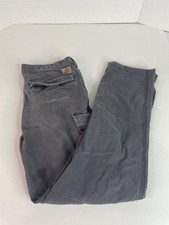 Carhartt Work Pants 31X32, Dark Grey, Relaxed Fit, Worn, Logo, Distressed