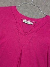Vineyard Vines Dress Womens 2 Pink Linen Rayon Short Sleeve Shift V Neck T Shirt