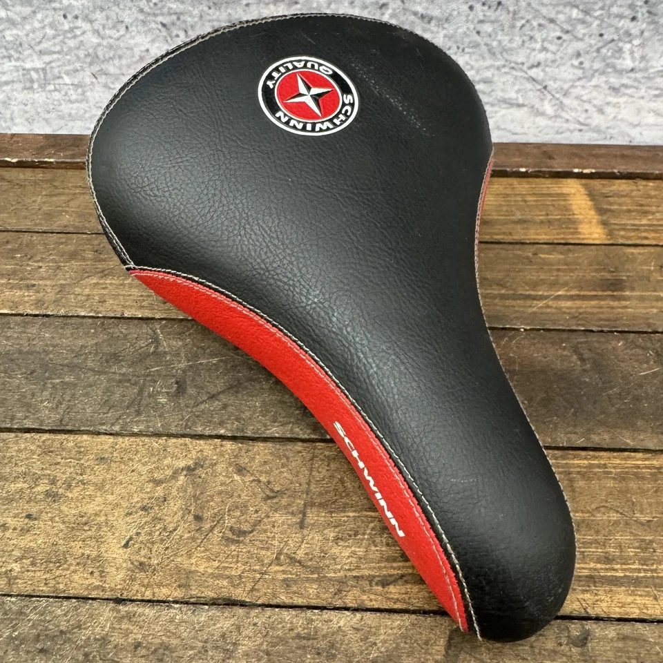 Sillín de asiento de bicicleta Schwinn BMX rojo negro acolchado sofá Flatland años 90 00 vintage Foto 3 de 4