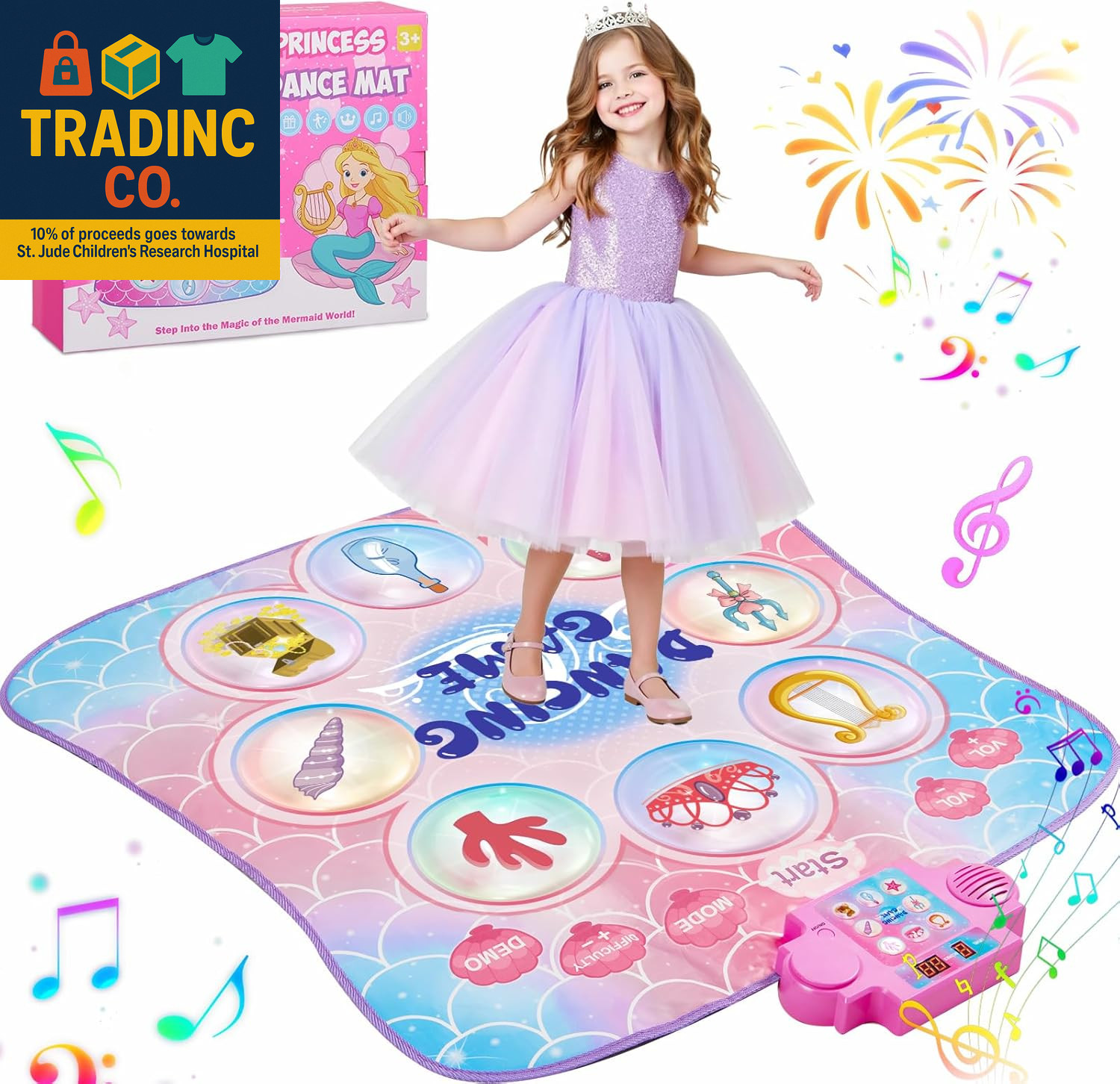 Dance Mat for Kids 3-12 Year Old Girls: 2025 Exclusive Mermaid Dance Mat Toy, 9-