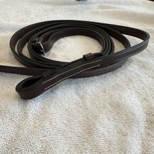 Huntley Equestrian Brown Leather English Horse Pelham Reins with White Stitching
