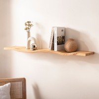 Wandregal Akazie Massivholz 100Cm Holzregal Wandboard Regal Wellenform Massiv