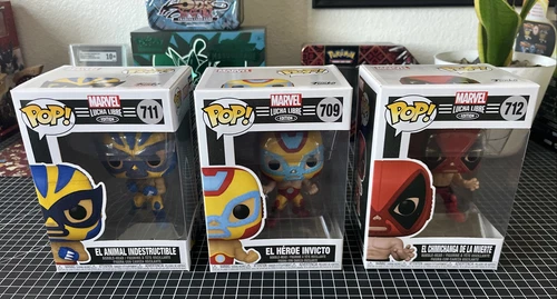 Funko Marvel Lot Of 3, Lucha Libre Pops, Wolverine Ironman Deadpool