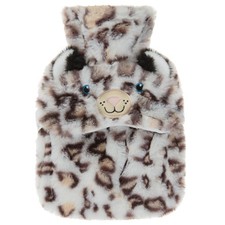 Leopard Hot Water Bottle Set with Soft Eye Mask Cosy Winter Warmer Gift