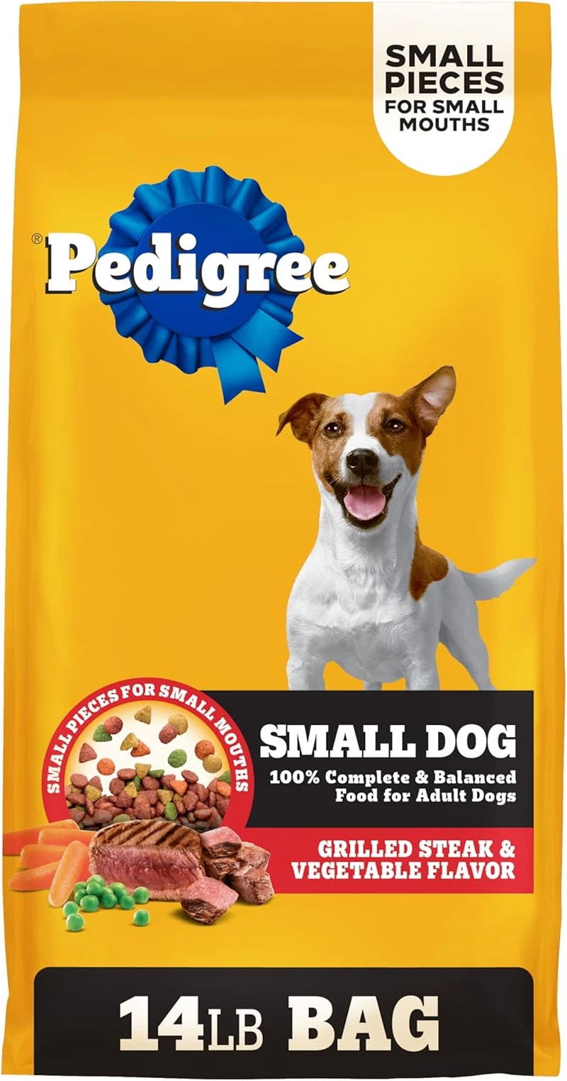 Dry Dog Food for Adult Small Dogs, Grilled Steak and Vegetable Flavor, 14 Lb. Ba