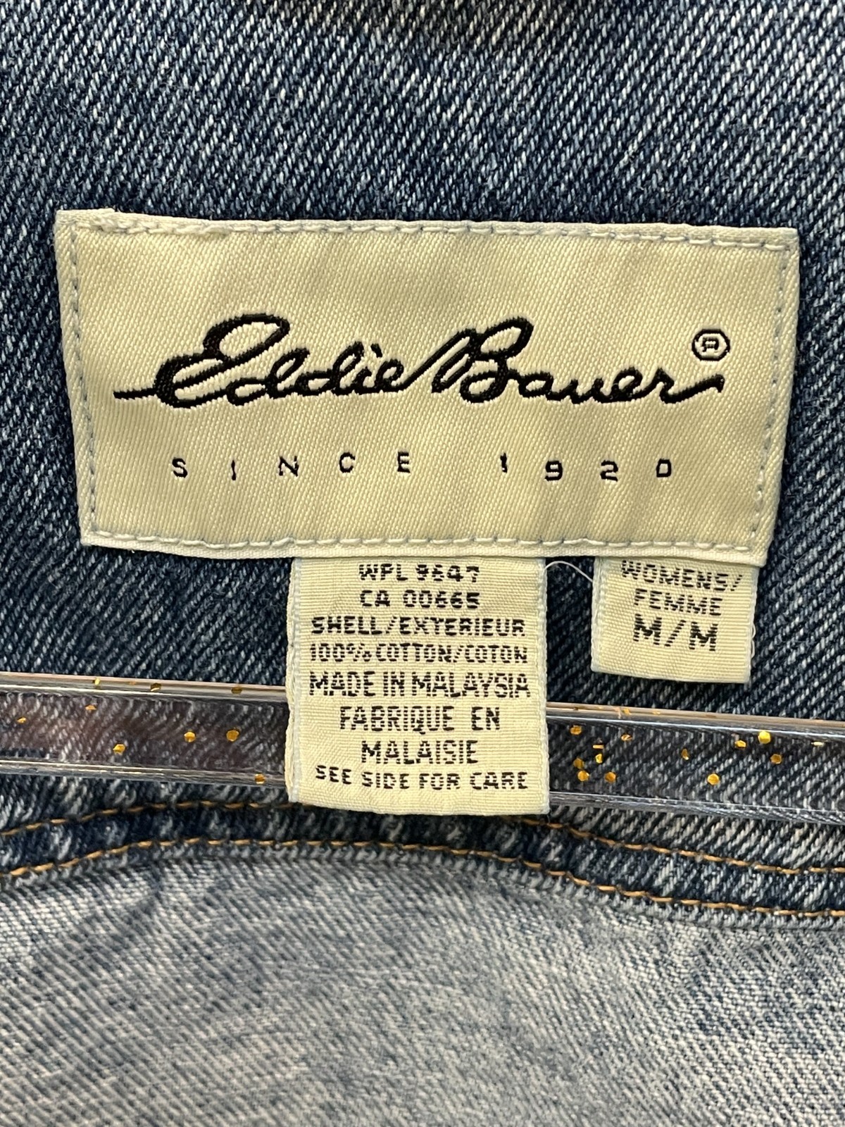Eddie Bauer Denim Jacket Women M Blue Jean Button Front Cotton Casual Classic thumbnail 3