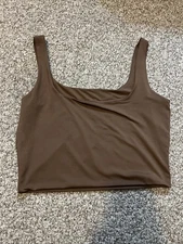 Cropped Sleeveless Tee Brown Color Size Medium Polyester