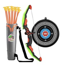 Kids Bow and Arrow Set - LED Light Up Archery Toy Set with 10 Suction Cup Arrows