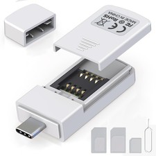 Type-C SIM Card Reader - Nano Micro Standard Adapter with White