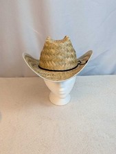 Straw Cowboy Hat Western Style Natural Woven Band Adult Size