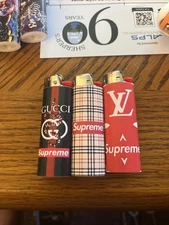 New 3 Custom Bic Lighters  Burberry Well Made Lighter  Gucci Supreme LV Designer