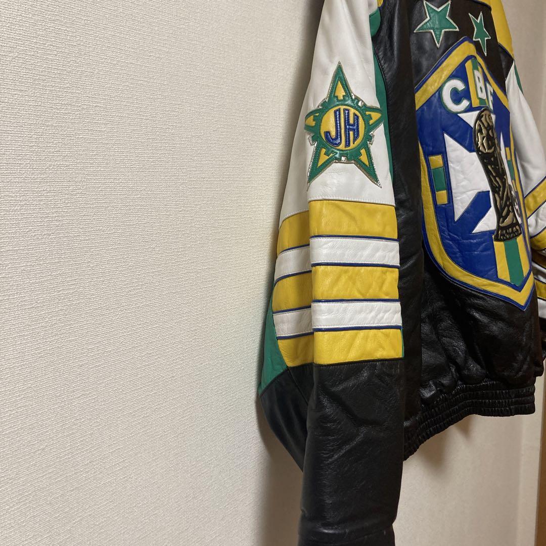 JEFF HAMILTON Leather Jacket 1994 World Cup BRAZIL Champions JEFF HAMILTON Leather Jacket 1994 World Cup BRAZIL Champions
