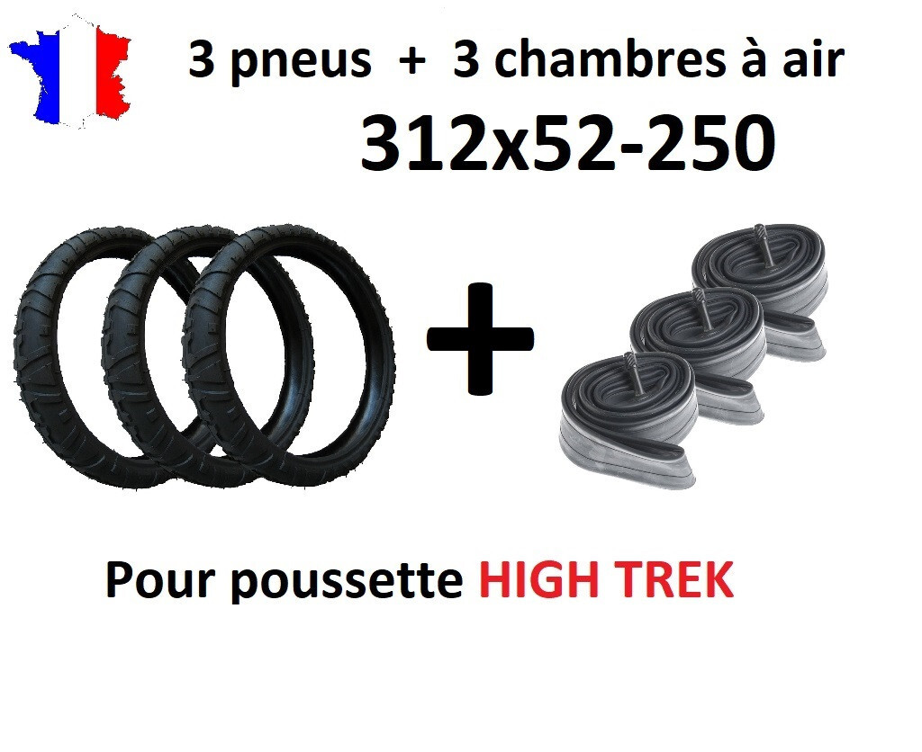 Pneu et chambre à air 312x52-250 High Trek pour balades en forêt et ville