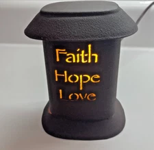 Faith Hope and Love Cut out Tabletop Tin Accent Lamp night Light- Colonial Works