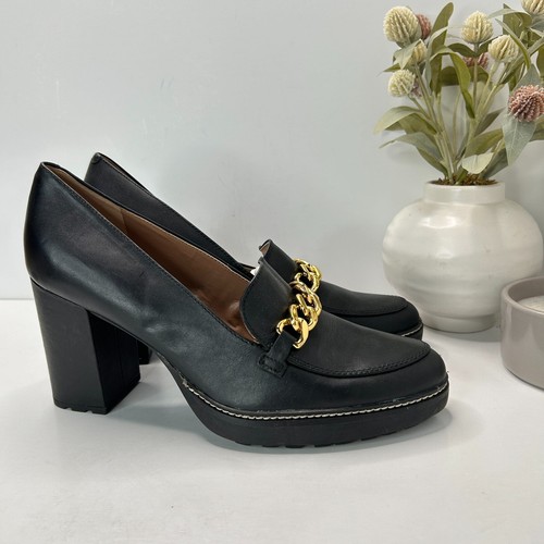 Naturalizer Callie Moc Leather Platform Loafer Gold Chain Women 12 NWOB FLAW