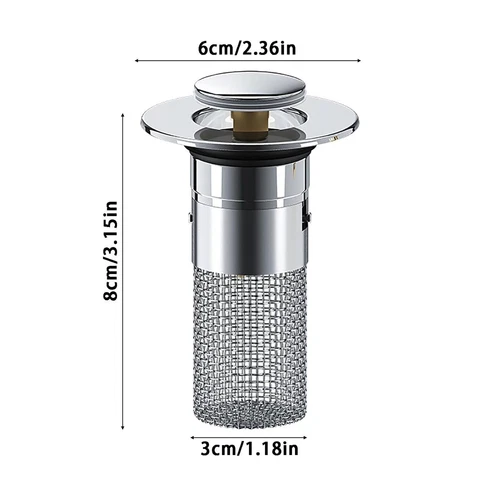 304 Stainless Steel Sink Drain Stopper Hair Catcher for 34-40mm Bathroom Basin - Picture 15 of 15