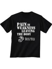USMC Pain is Weakness Leaving the Body Short Sleeve T-Shirt - Adult Small to 6XL