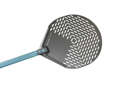 Pala Pizza Forata,Pala per Pizza Girevole in Alluminio Anodizzato con Lungo  Manico in Legno per Pizza da Forno Size: W*H 200x180mm lencicol Teglie per  pizza Placche e griglie